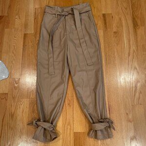 Lucy Paris Nude Faux Leather Paperbag Pants